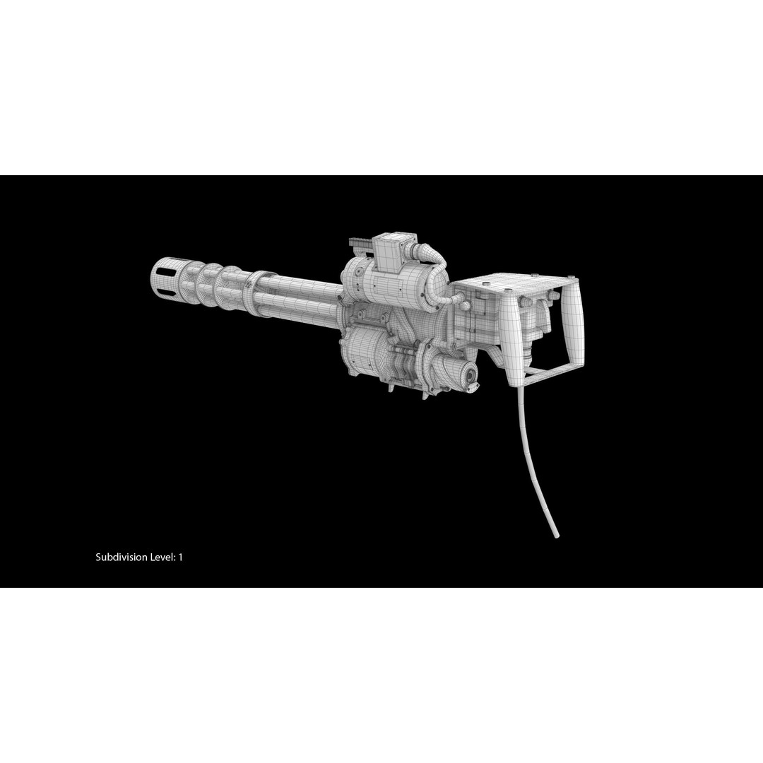M134 Minigun 3D Model – Low Poly Game Asset, FBX, PBR Textures - View 11