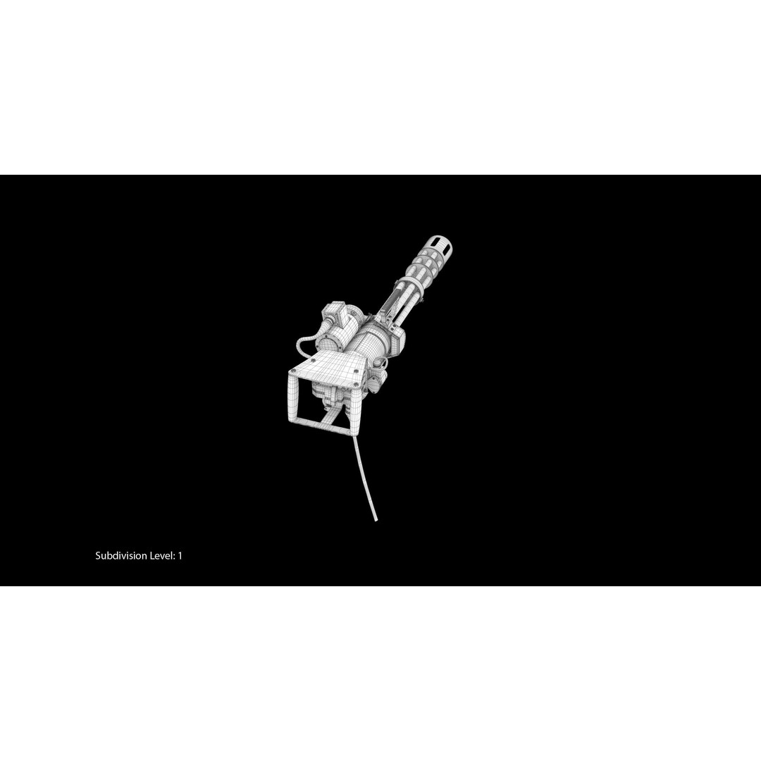 M134 Minigun 3D Model – Low Poly Game Asset, FBX, PBR Textures - View 14