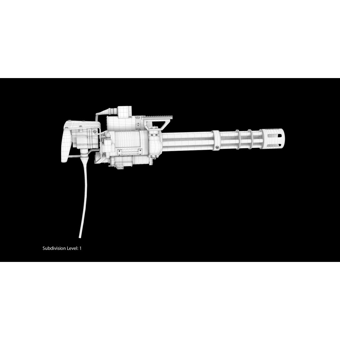 M134 Minigun 3D Model – Low Poly Game Asset, FBX, PBR Textures - View 17
