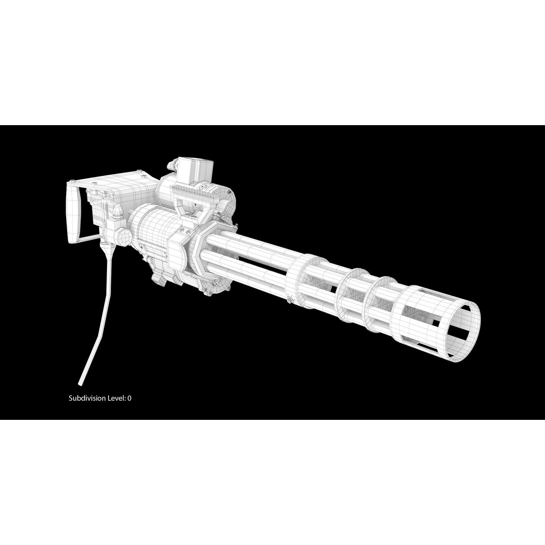 M134 Minigun 3D Model – Low Poly Game Asset, FBX, PBR Textures - View 19