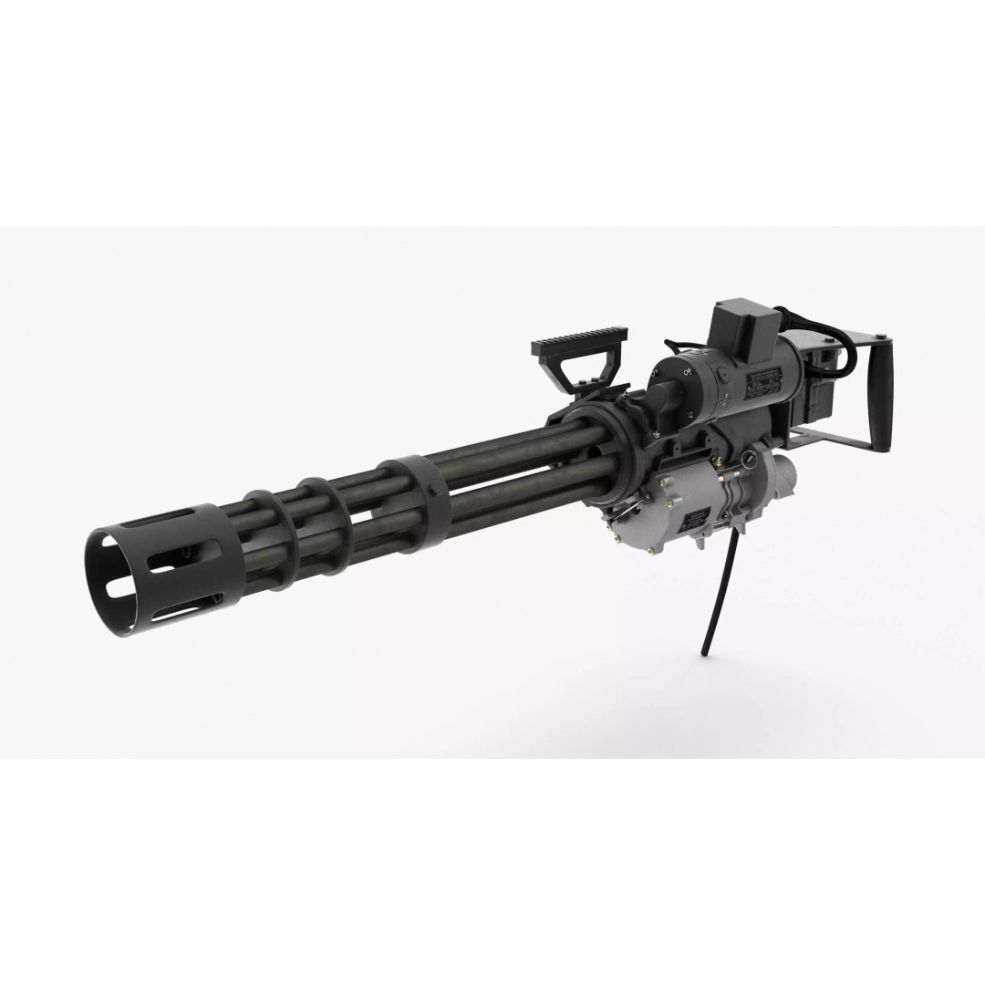 M134 Minigun 3D Model – Low Poly Game Asset, FBX, PBR Textures - View 2