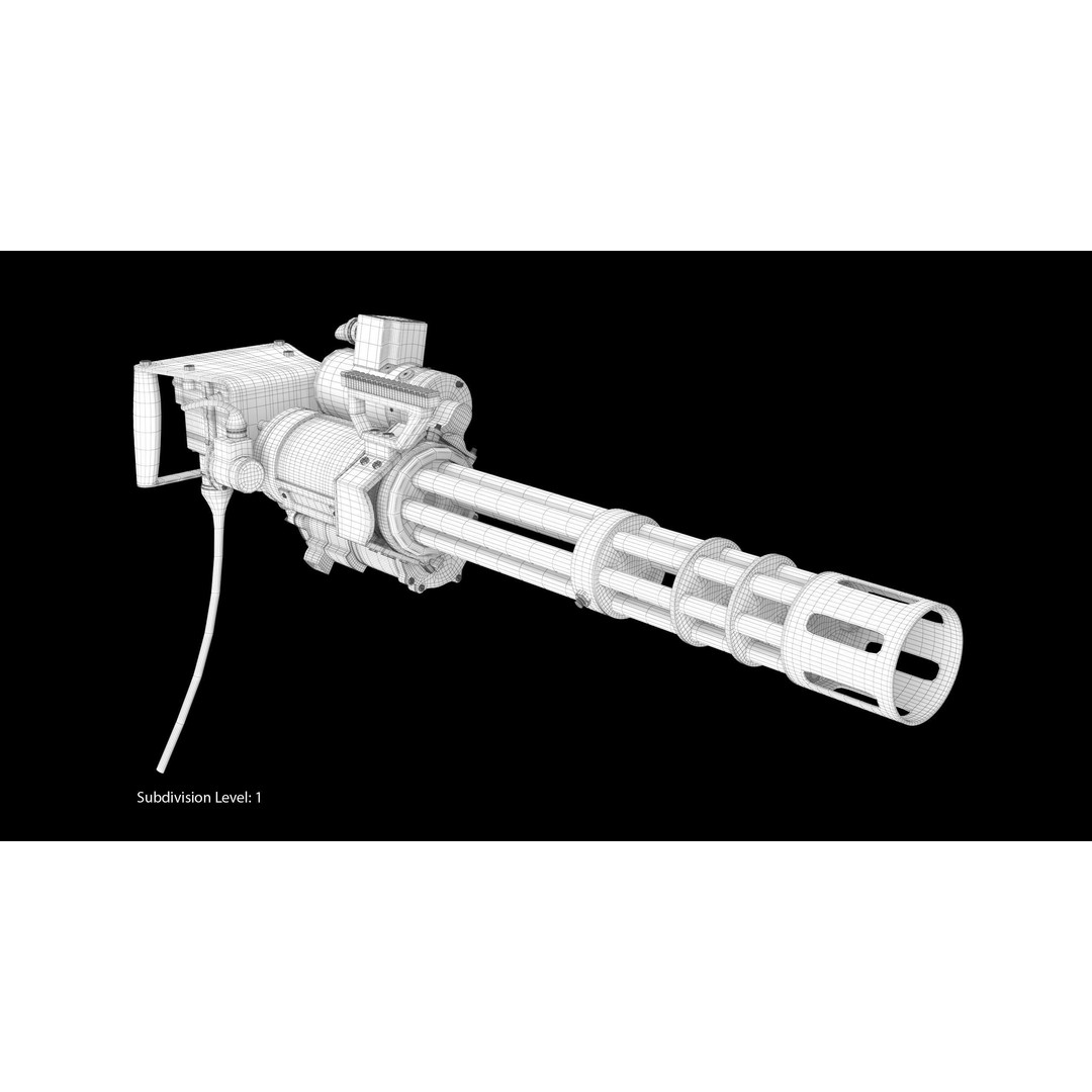 M134 Minigun 3D Model – Low Poly Game Asset, FBX, PBR Textures - View 20