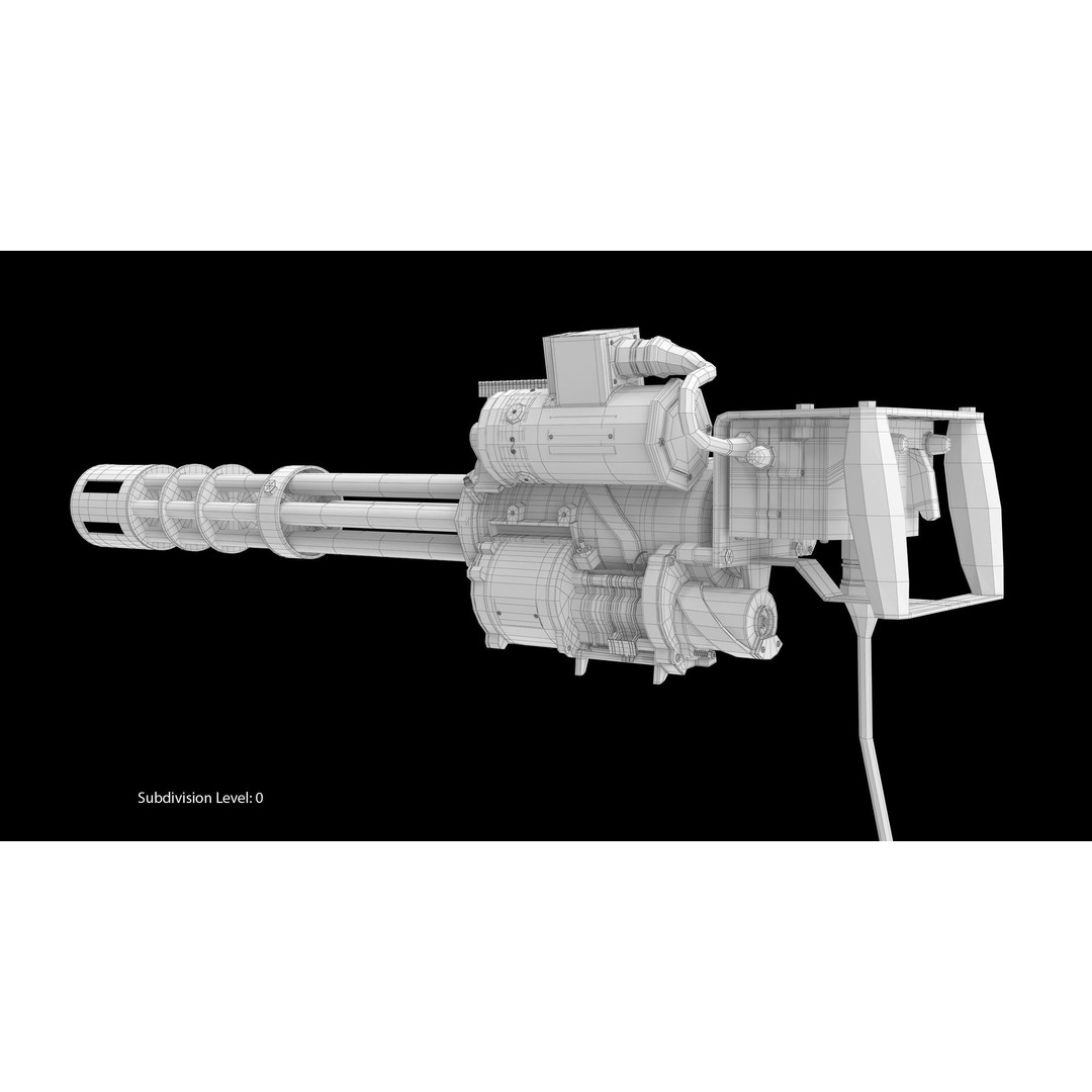 M134 Minigun 3D Model – Low Poly Game Asset, FBX, PBR Textures - View 22
