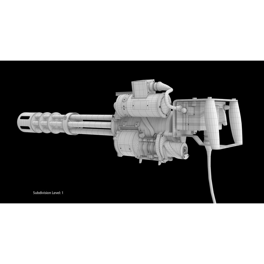 M134 Minigun 3D Model – Low Poly Game Asset, FBX, PBR Textures - View 23