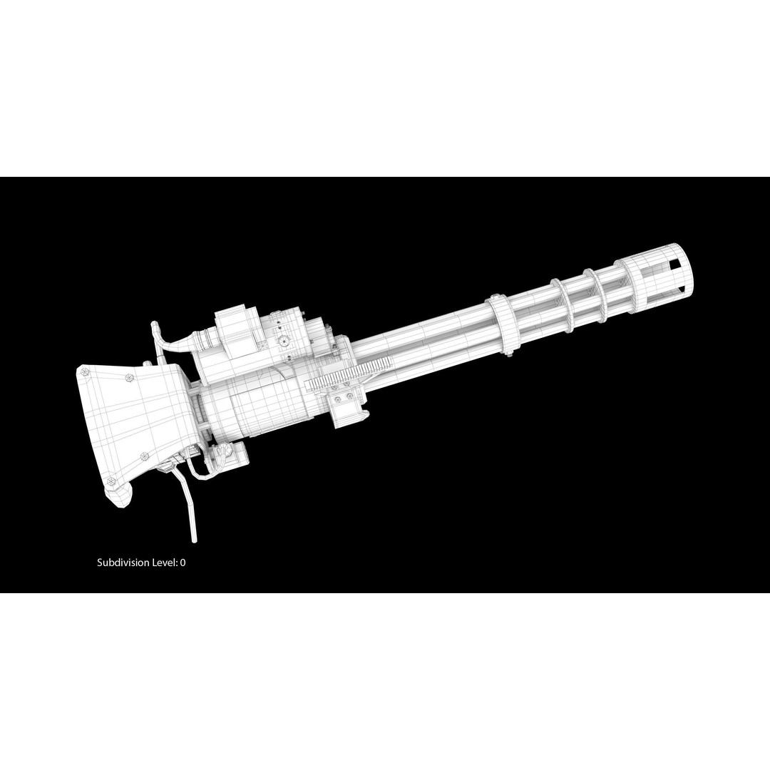 M134 Minigun 3D Model – Low Poly Game Asset, FBX, PBR Textures - View 25