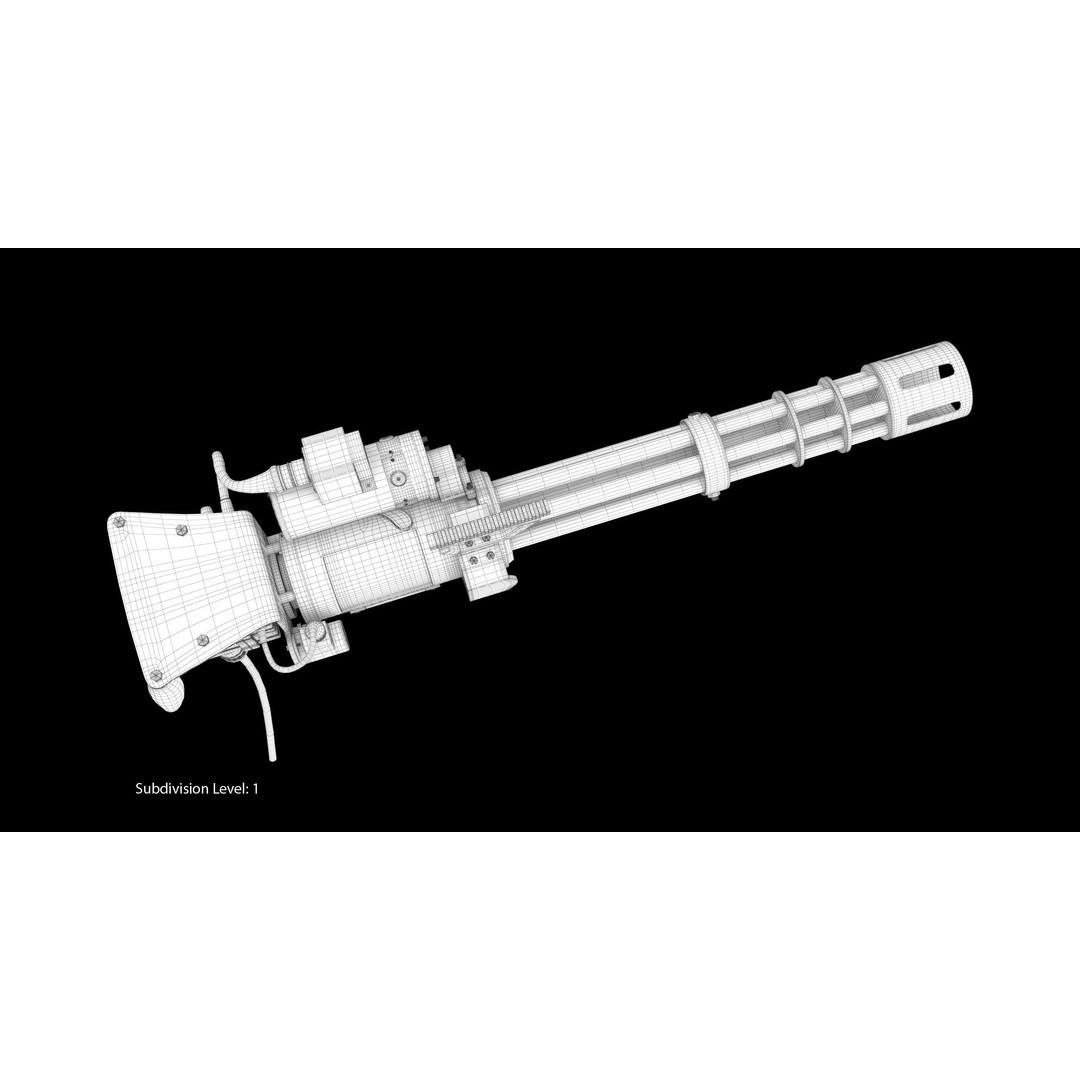 M134 Minigun 3D Model – Low Poly Game Asset, FBX, PBR Textures - View 26
