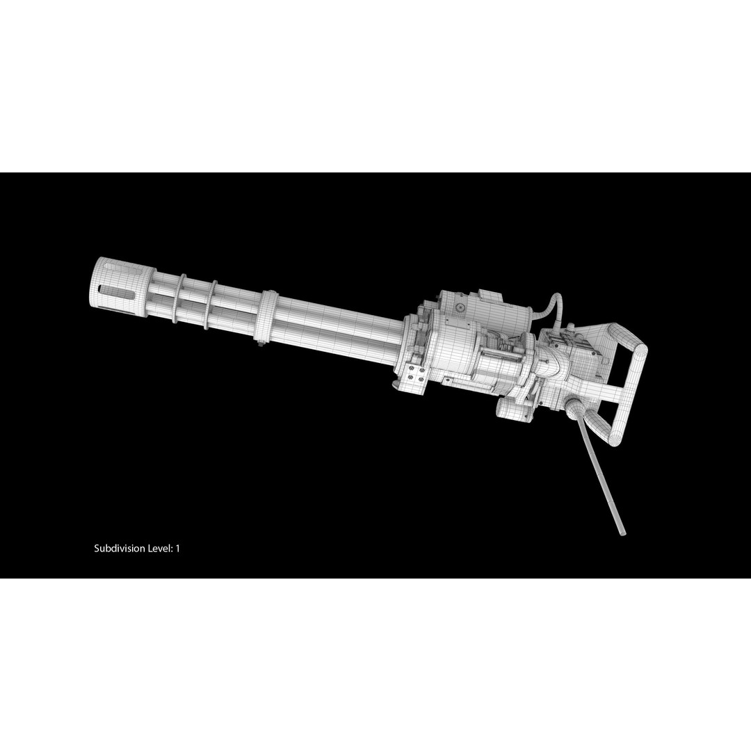 M134 Minigun 3D Model – Low Poly Game Asset, FBX, PBR Textures - View 29