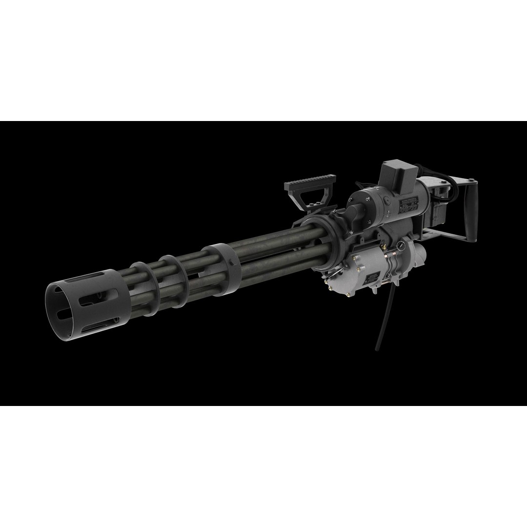 M134 Minigun 3D Model – Low Poly Game Asset, FBX, PBR Textures - View 3