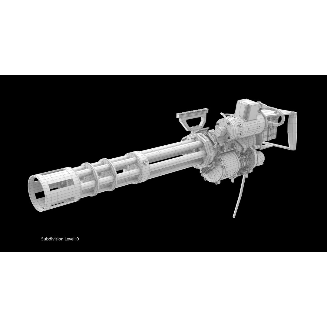 M134 Minigun 3D Model – Low Poly Game Asset, FBX, PBR Textures - View 4