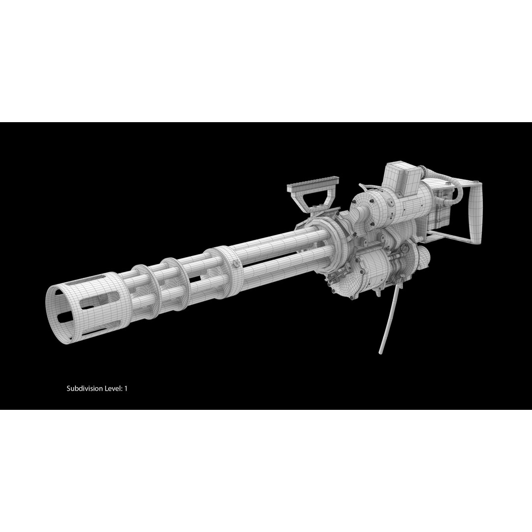 M134 Minigun 3D Model – Low Poly Game Asset, FBX, PBR Textures - View 5