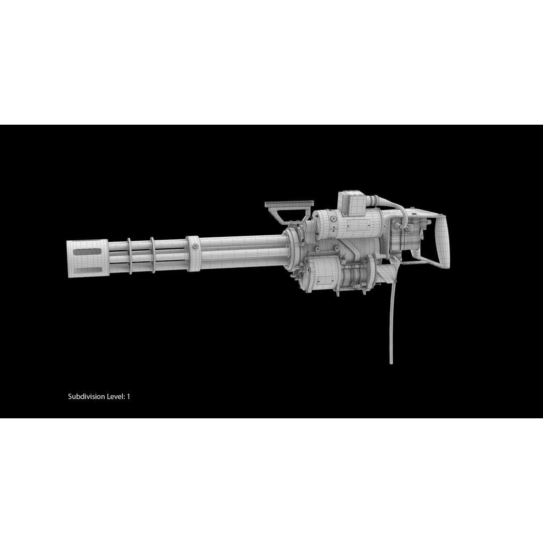 M134 Minigun 3D Model – Low Poly Game Asset, FBX, PBR Textures - View 8