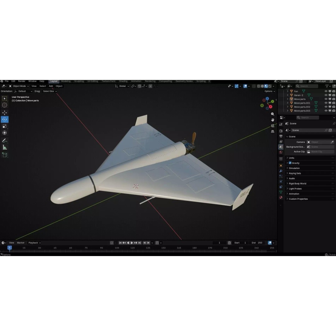 Geran-2 Iran Shahed-136 Drone 3D Model – Low Poly PBR Game Asset, FBX - View 12