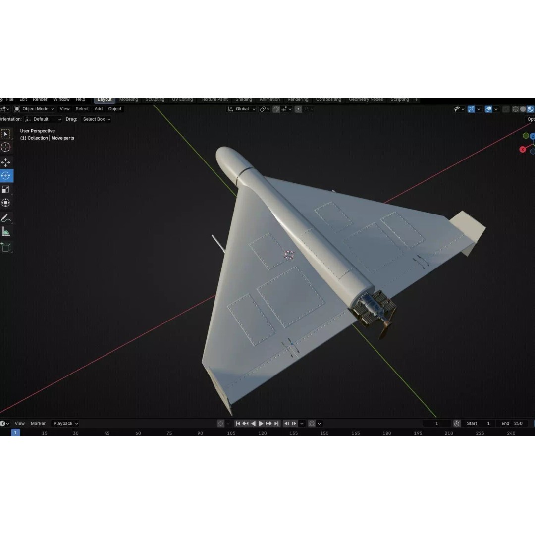 Geran-2 Iran Shahed-136 Drone 3D Model – Low Poly PBR Game Asset, FBX - View 13
