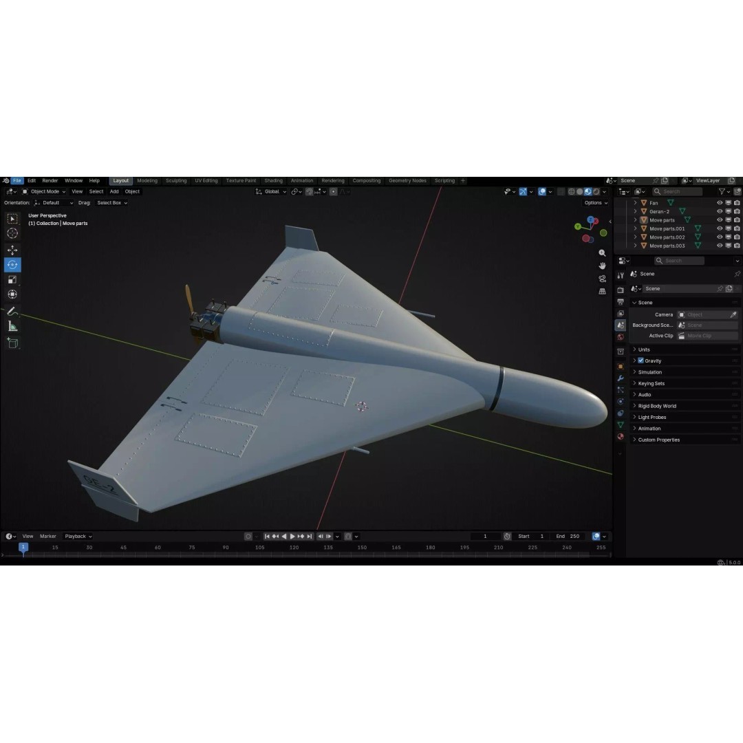 Geran-2 Iran Shahed-136 Drone 3D Model – Low Poly PBR Game Asset, FBX - View 14