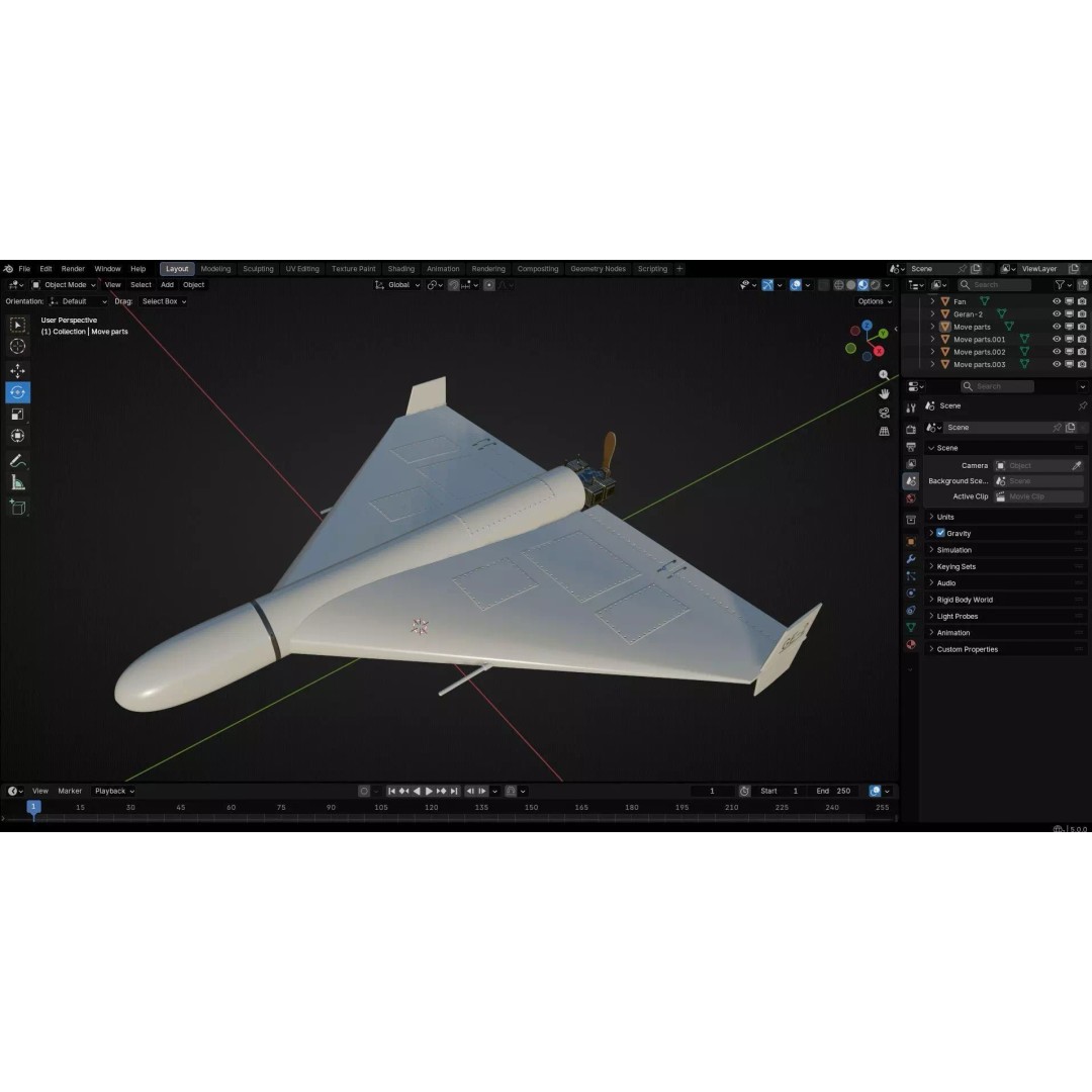 Geran-2 Iran Shahed-136 Drone 3D Model – Low Poly PBR Game Asset, FBX - View 15