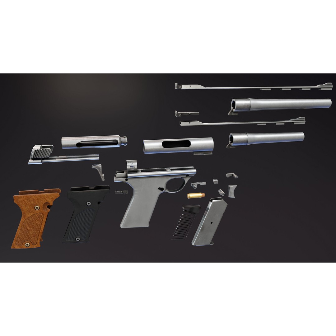 Automag 180 3D Model – Low Poly Rigged Weapon with PBR Textures - View 14