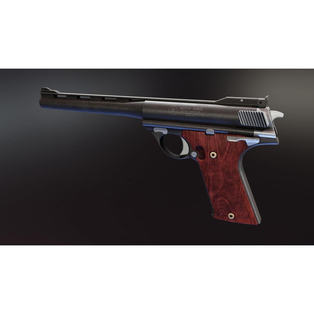 Automag 180 3D Model – Low Poly Rigged Weapon with PBR Textures - View 4