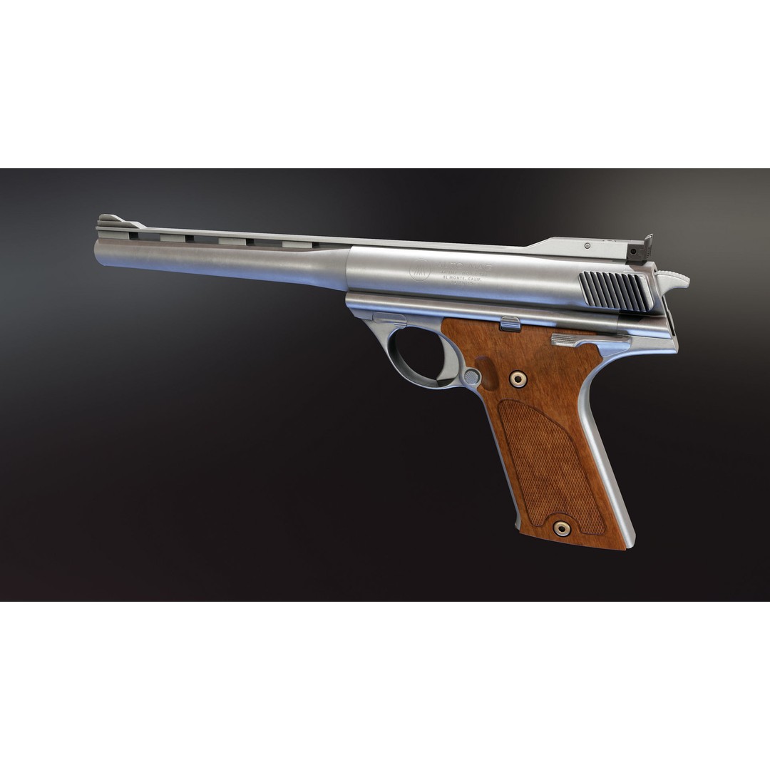 Automag 180 3D Model – Low Poly Rigged Weapon with PBR Textures - View 5