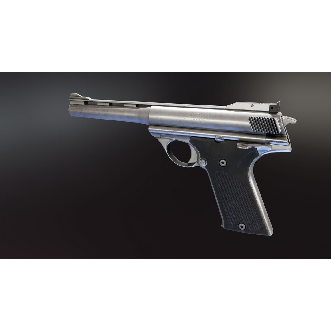 Automag 180 3D Model – Low Poly Rigged Weapon with PBR Textures - View 6