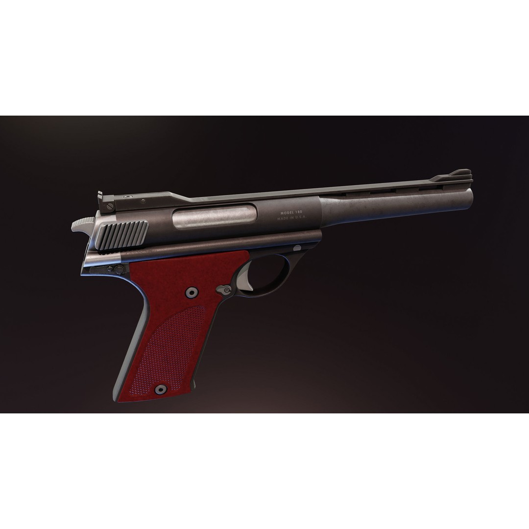 Automag 180 3D Model – Low Poly Rigged Weapon with PBR Textures - View 8
