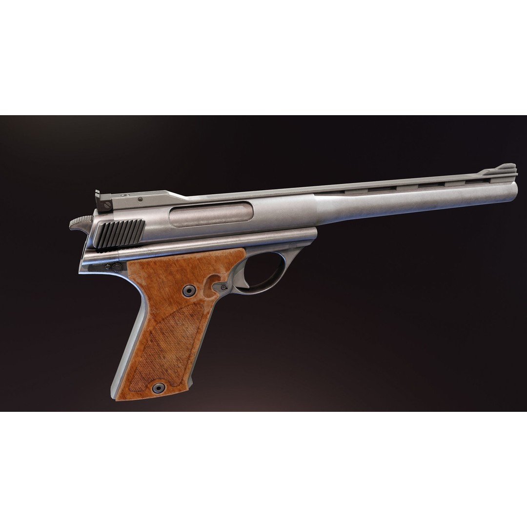 Automag 180 3D Model – Low Poly Rigged Weapon with PBR Textures - View 9