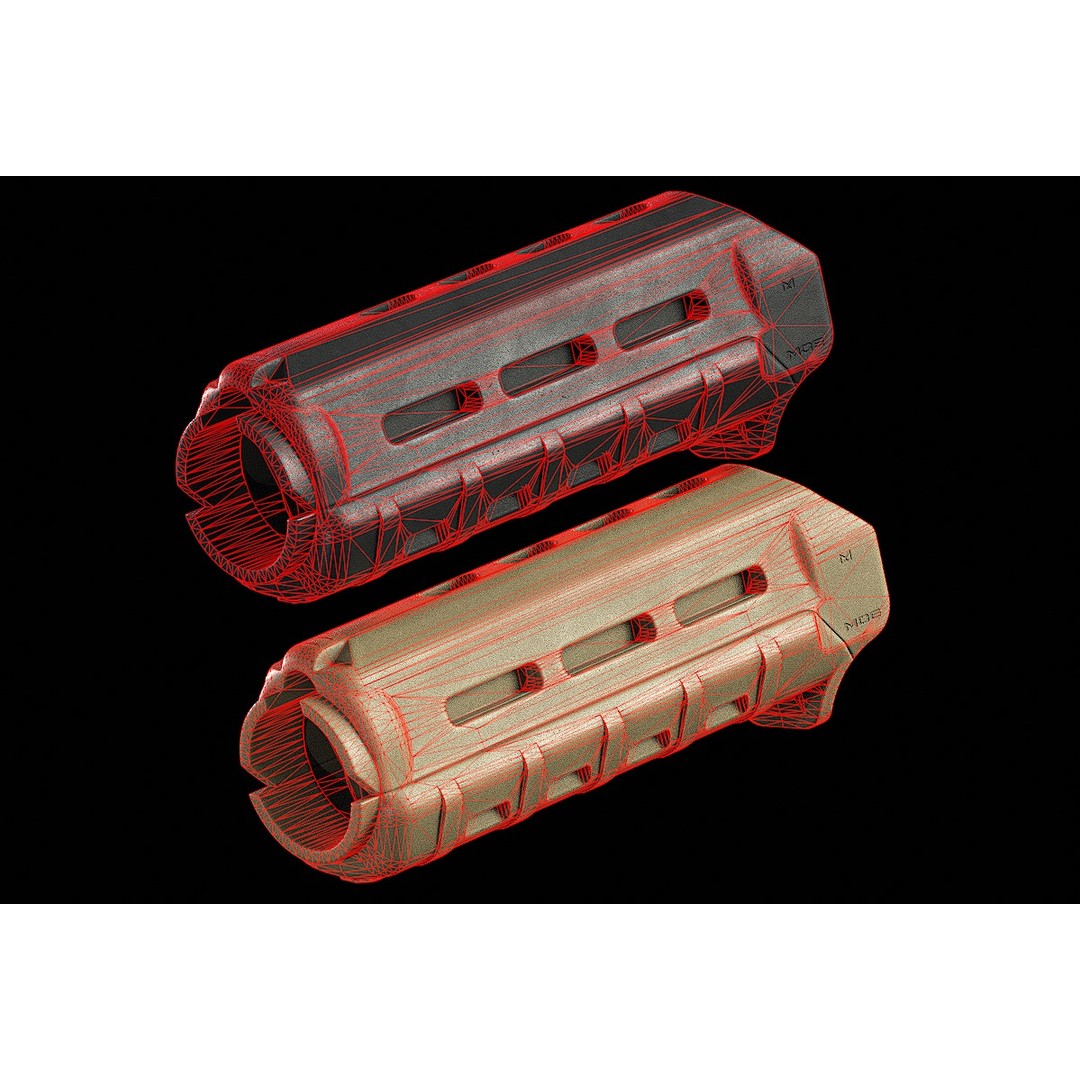 Magpul MOE M-Lok Handguard 3D Model – Low Poly PBR Game Asset, FBX, OBJ