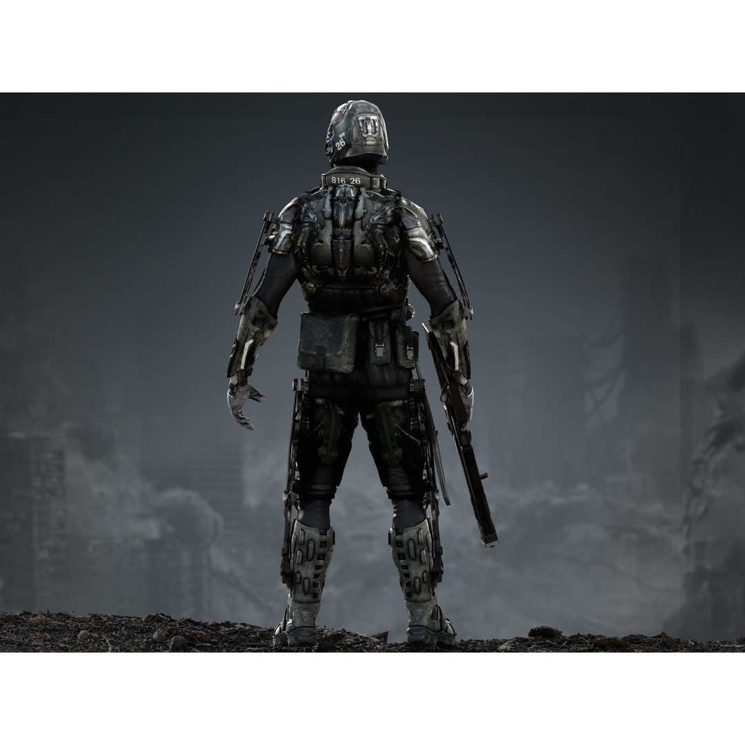 Elite Soldier 3D Model – Low Poly Rigged Sci-Fi Character, FBX - View 10