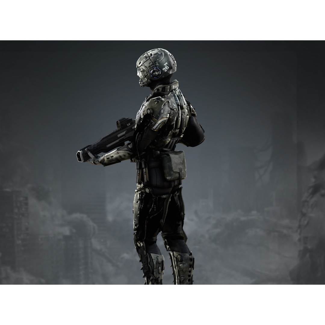 Elite Soldier 3D Model – Low Poly Rigged Sci-Fi Character, FBX - View 11