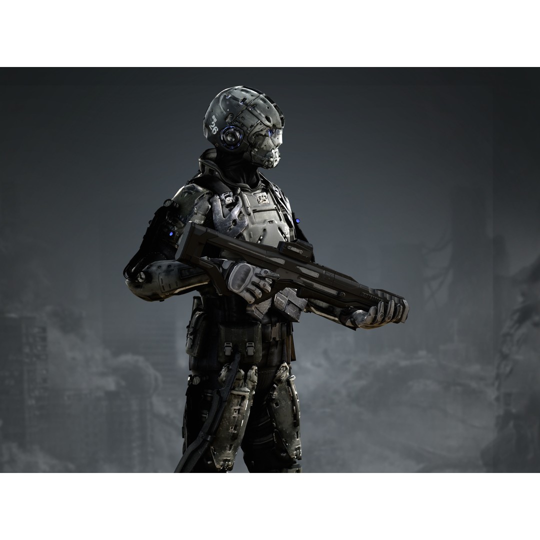 Elite Soldier 3D Model – Low Poly Rigged Sci-Fi Character, FBX - View 12