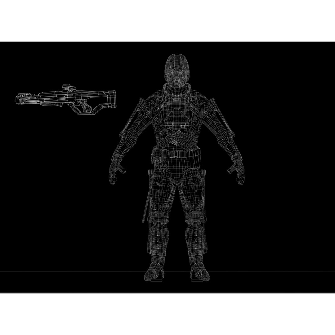 Elite Soldier 3D Model – Low Poly Rigged Sci-Fi Character, FBX - View 14