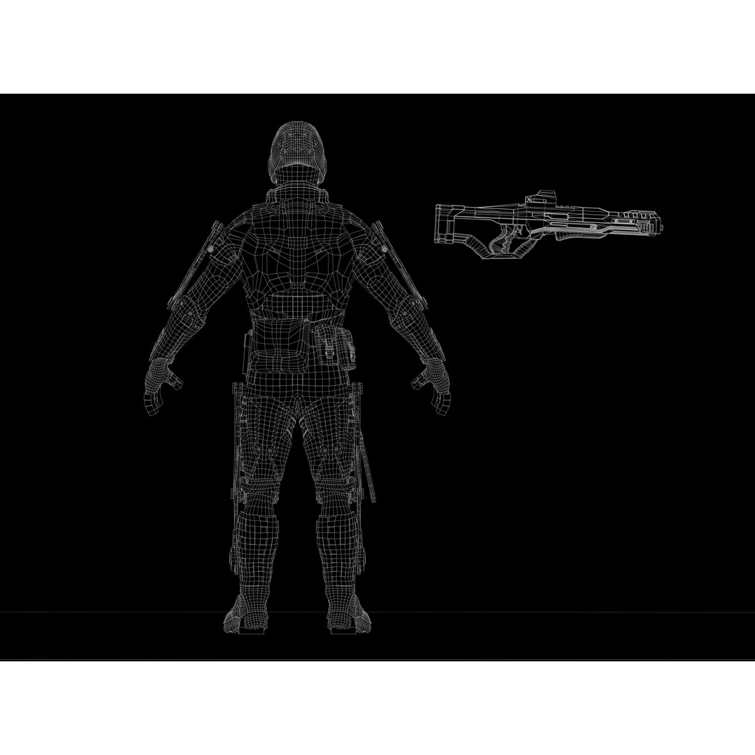 Elite Soldier 3D Model – Low Poly Rigged Sci-Fi Character, FBX - View 15