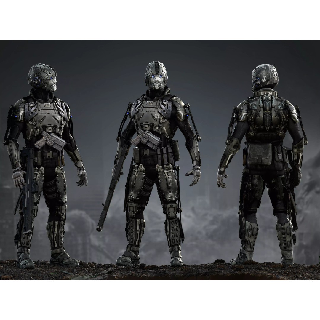 Elite Soldier 3D Model – Low Poly Rigged Sci-Fi Character, FBX - View 2