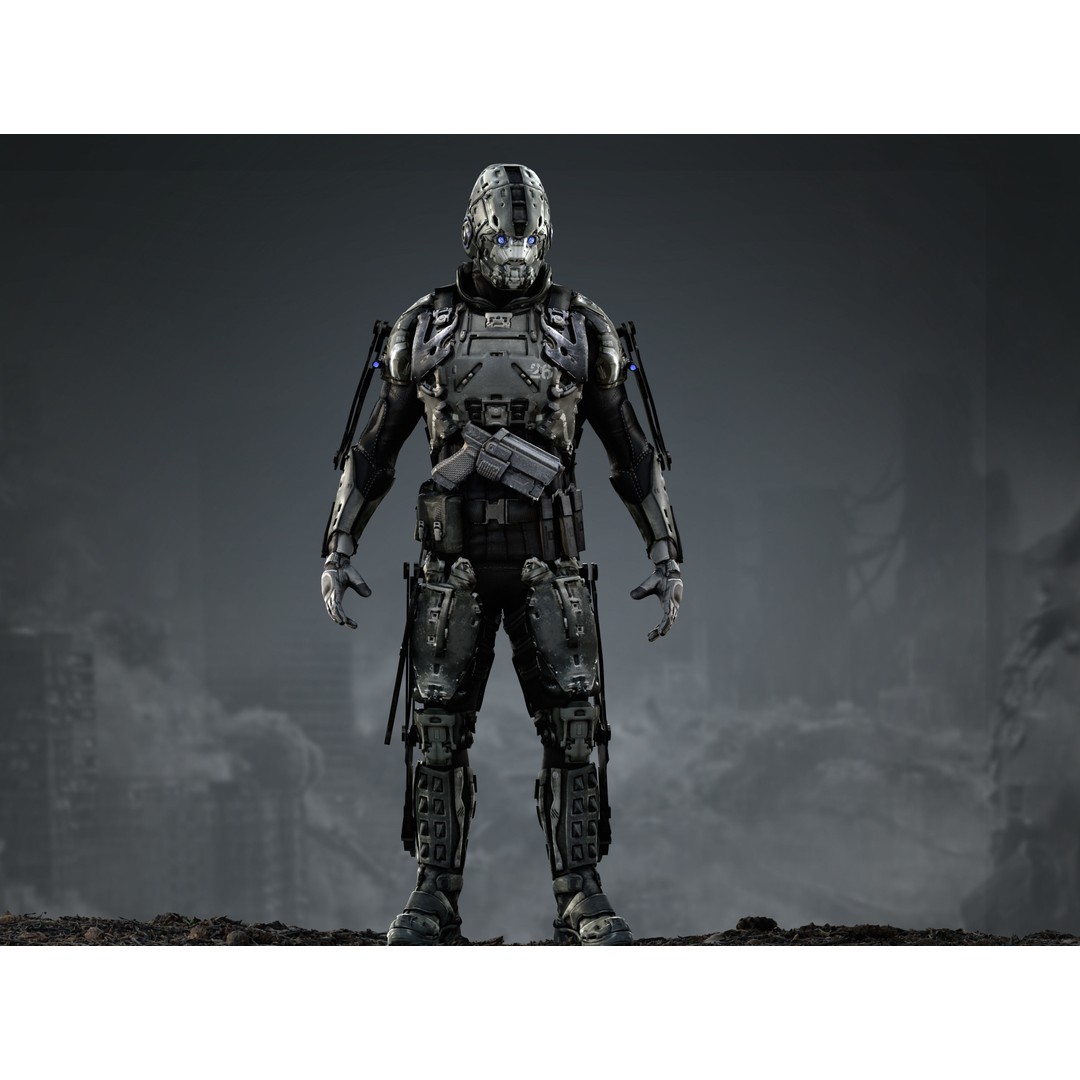 Elite Soldier 3D Model – Low Poly Rigged Sci-Fi Character, FBX - View 4