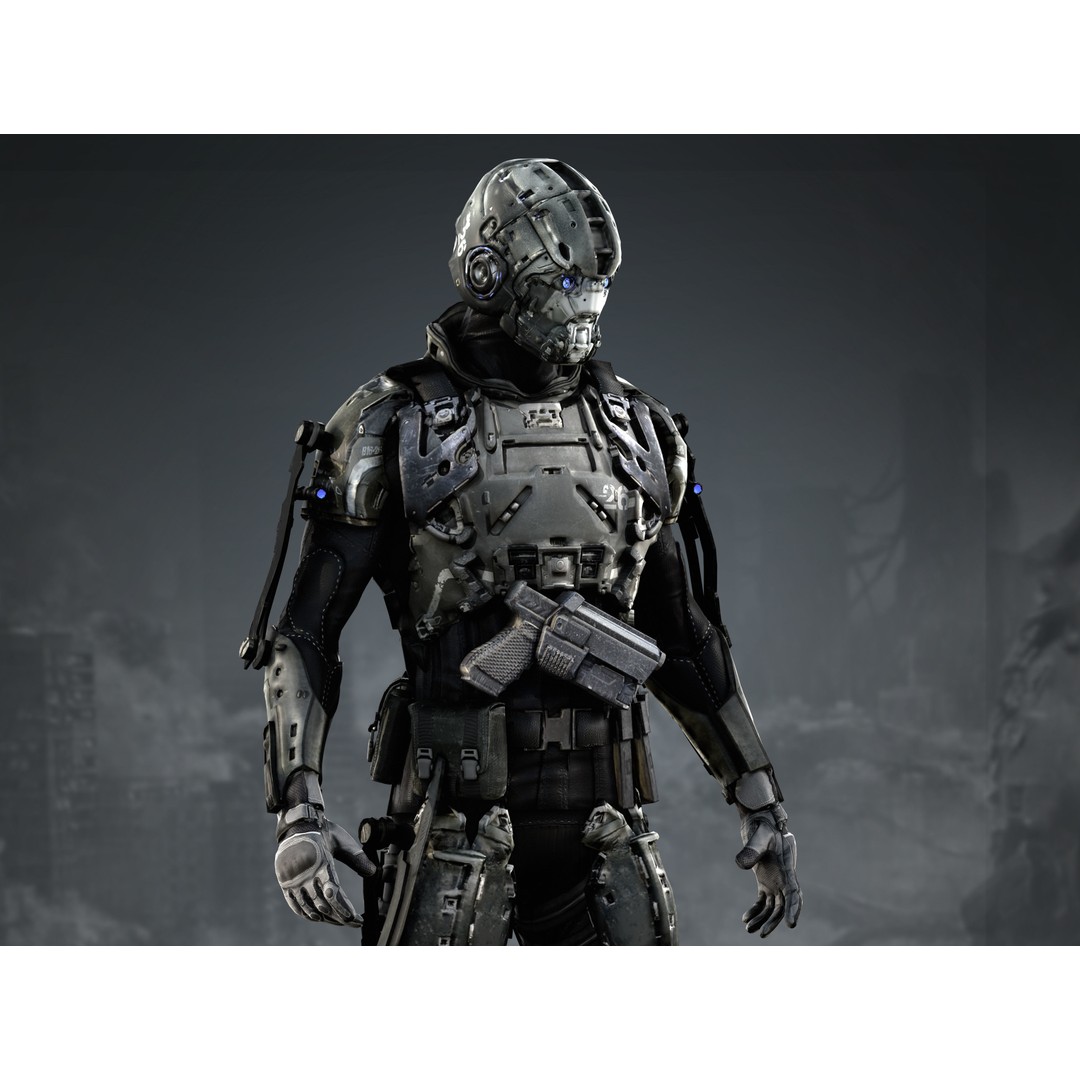 Elite Soldier 3D Model – Low Poly Rigged Sci-Fi Character, FBX - View 5