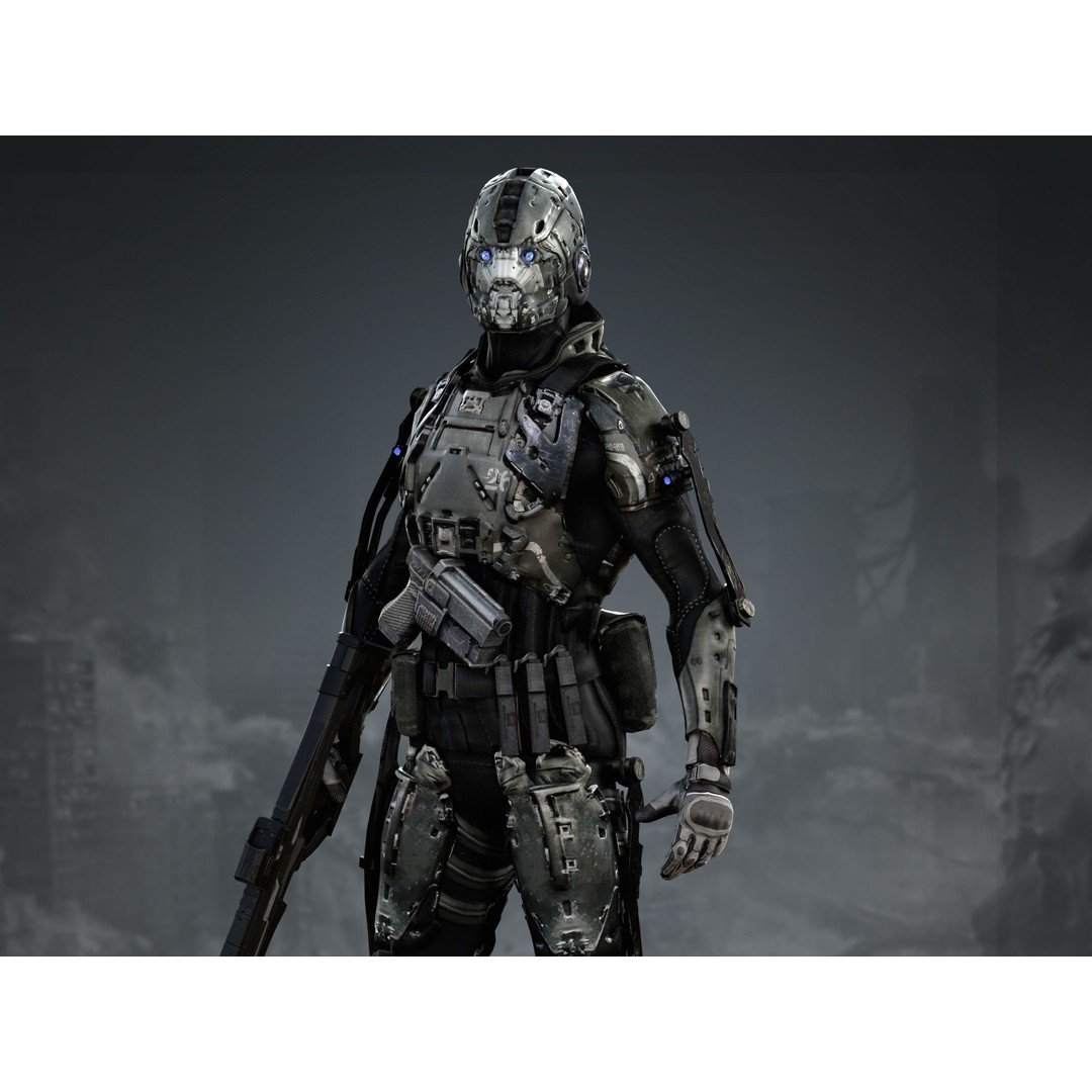 Elite Soldier 3D Model – Low Poly Rigged Sci-Fi Character, FBX - View 6