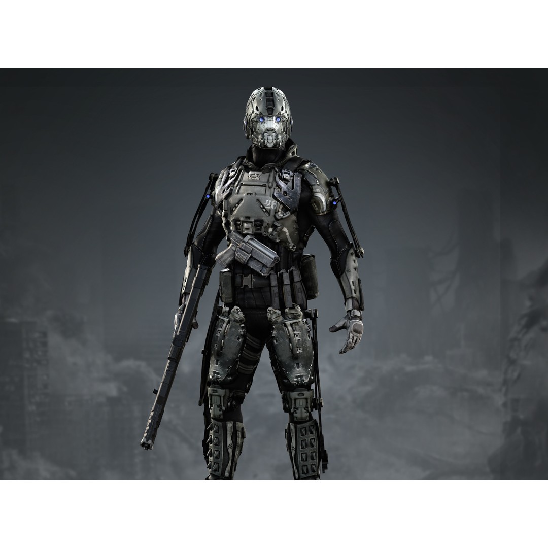 Elite Soldier 3D Model – Low Poly Rigged Sci-Fi Character, FBX - View 8