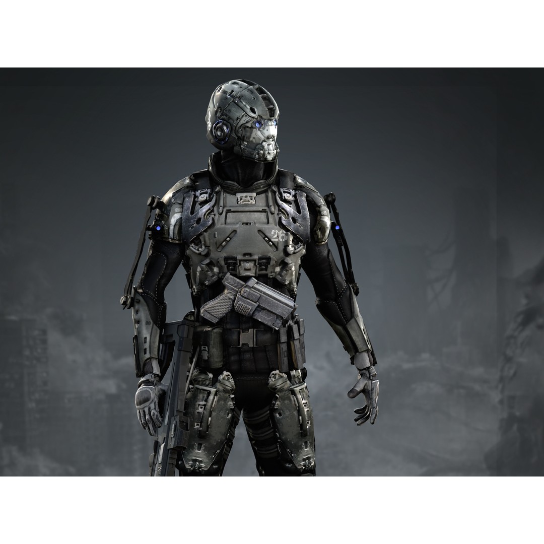 Elite Soldier 3D Model – Low Poly Rigged Sci-Fi Character, FBX - View 9