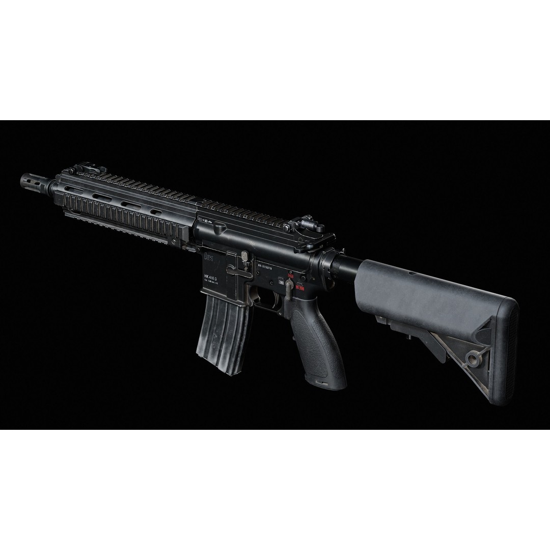 HK416D Rifle 3D Model – Low Poly Game-Ready Asset, FBX - View 3