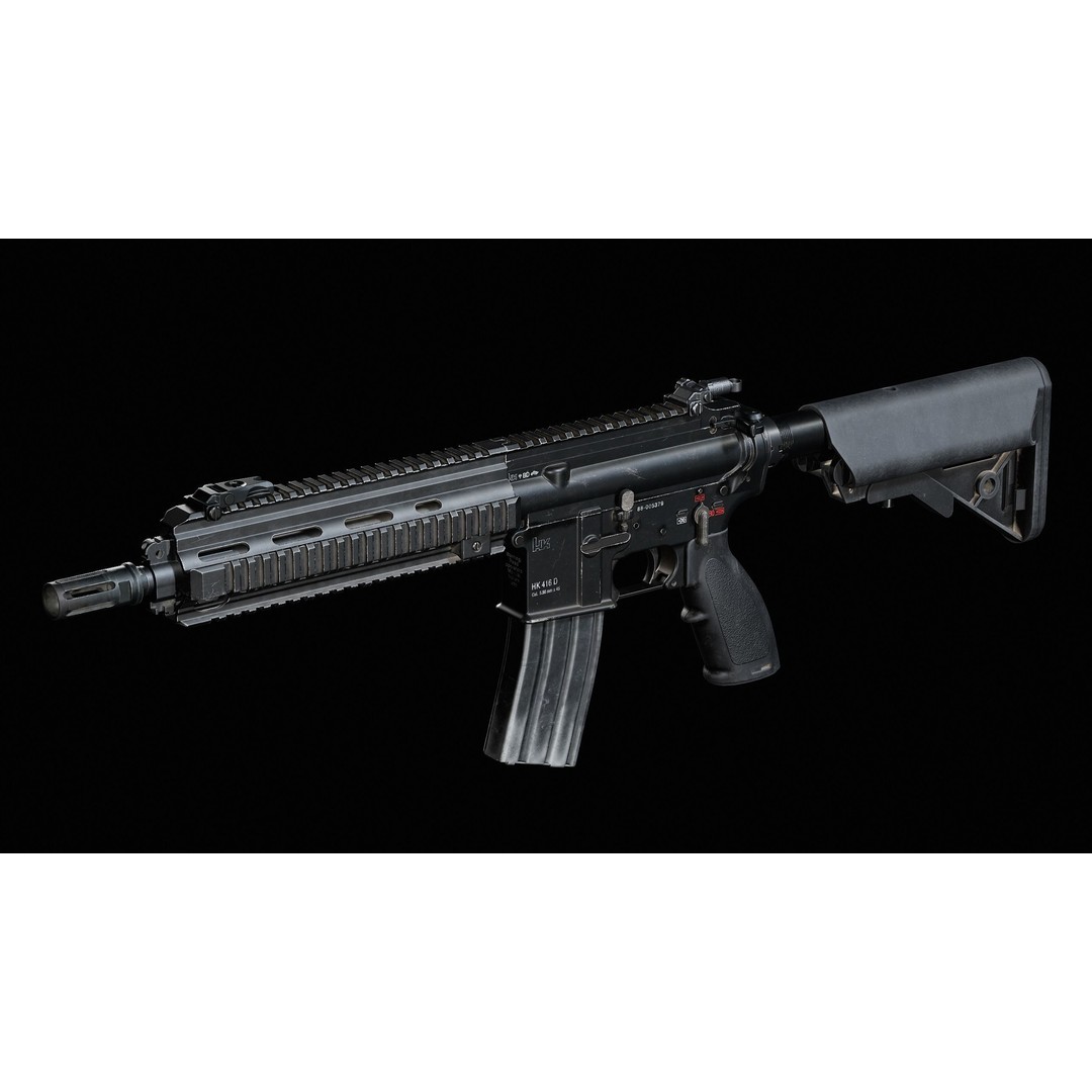 HK416D Rifle 3D Model – Low Poly Game-Ready Asset, FBX - View 4