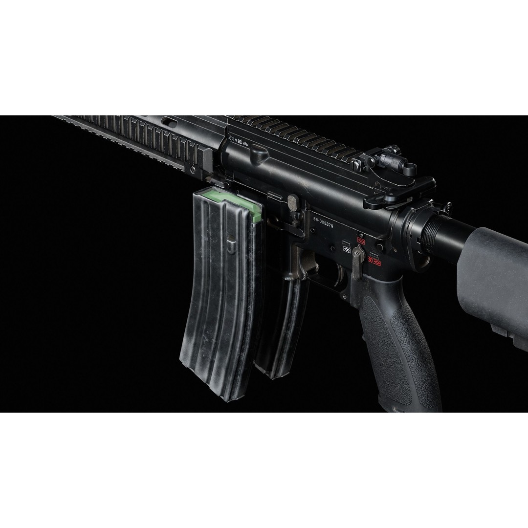 HK416D Rifle 3D Model – Low Poly Game-Ready Asset, FBX - View 6
