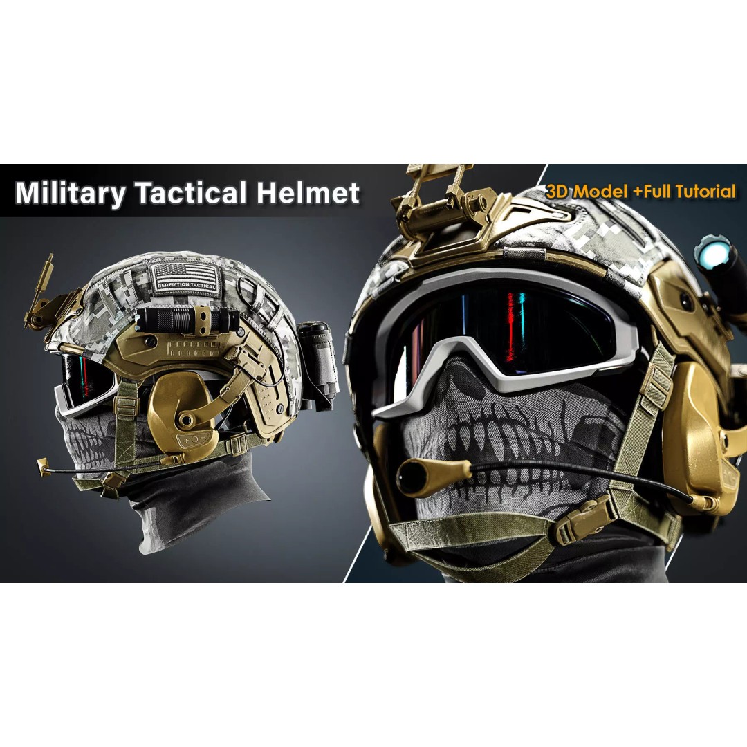 Military Tactical Helmet 3D Model – Game Ready PBR Asset, FBX - View 2