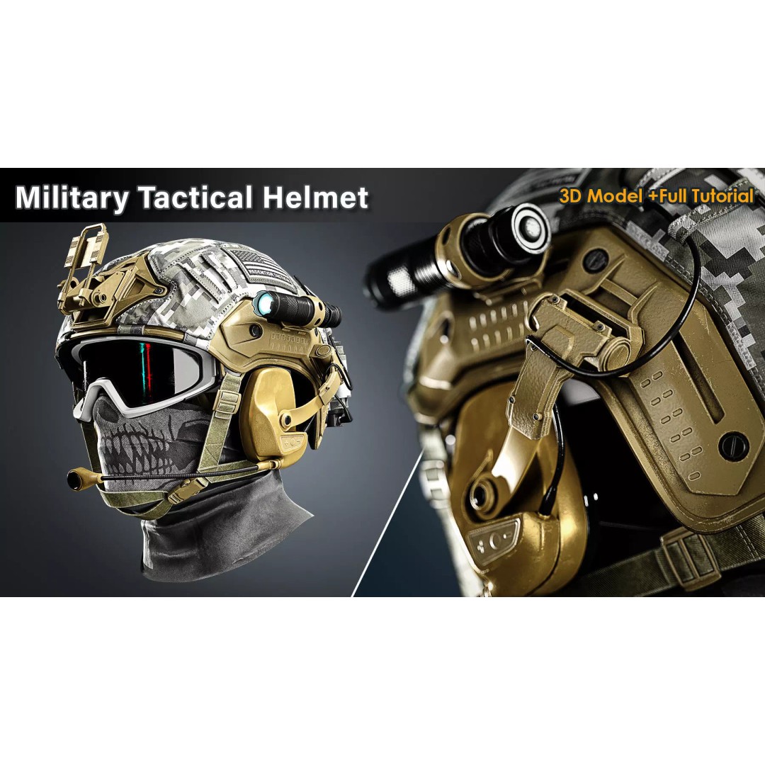 Military Tactical Helmet 3D Model – Game Ready PBR Asset, FBX - View 3