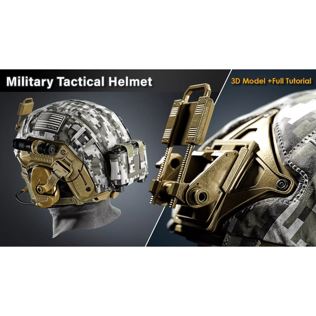Military Tactical Helmet 3D Model – Game Ready PBR Asset, FBX - View 4