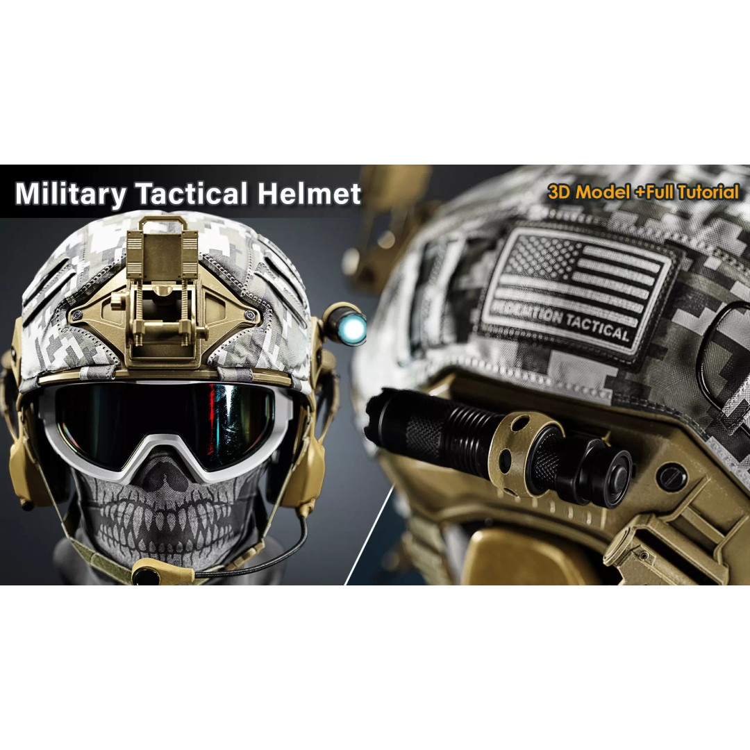 Military Tactical Helmet 3D Model – Game Ready PBR Asset, FBX - View 6