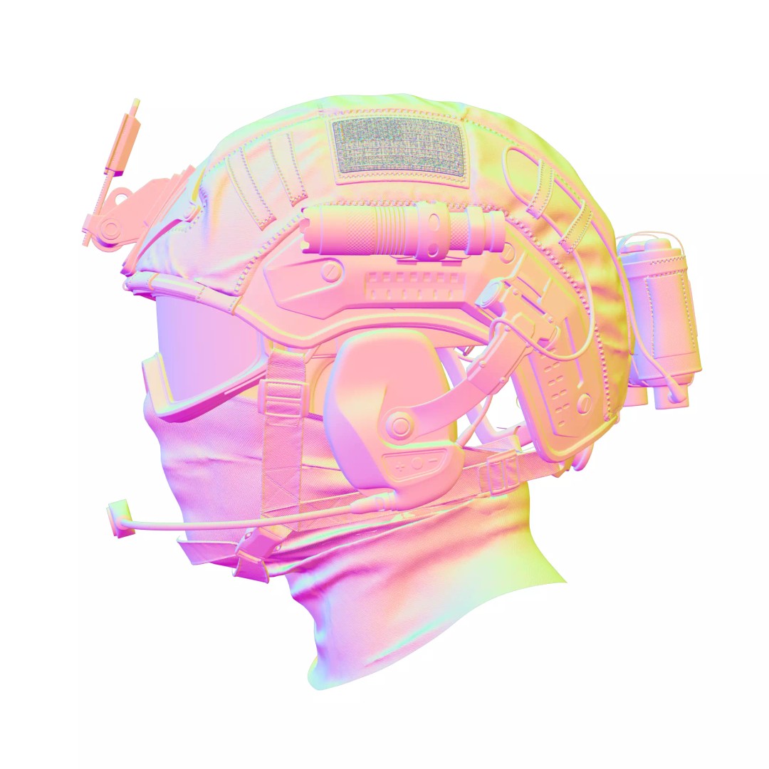 Military Tactical Helmet 3D Model – Game Ready PBR Asset, FBX - View 9