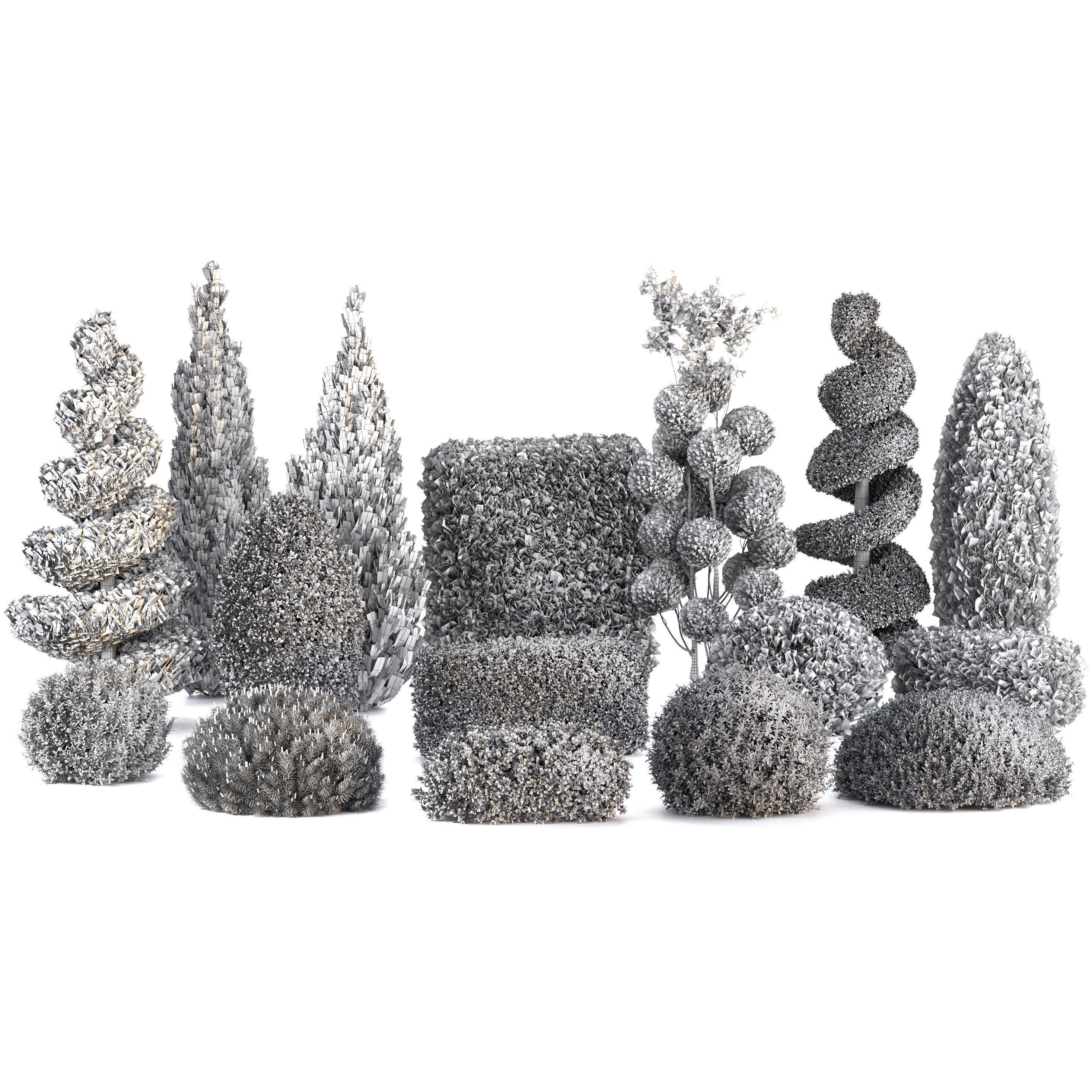 16 Professional Topiary Plants - Game-Ready 3D Model - View 8