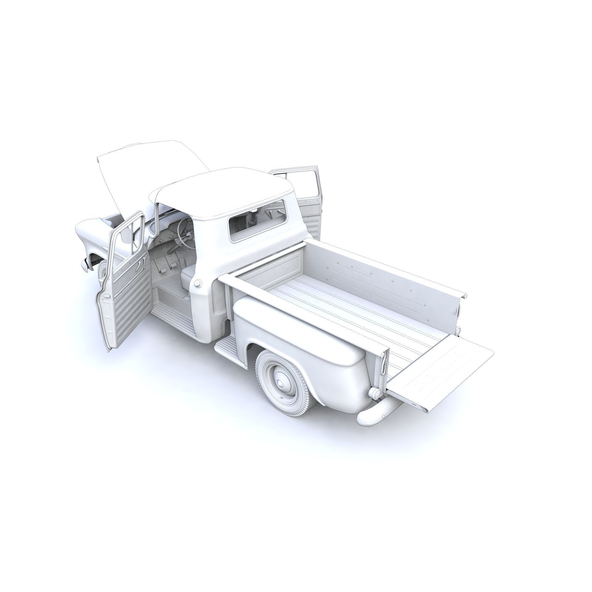 Chevy 3100 Steepside Pickup 1957 - Detailed 3D Model - View 19