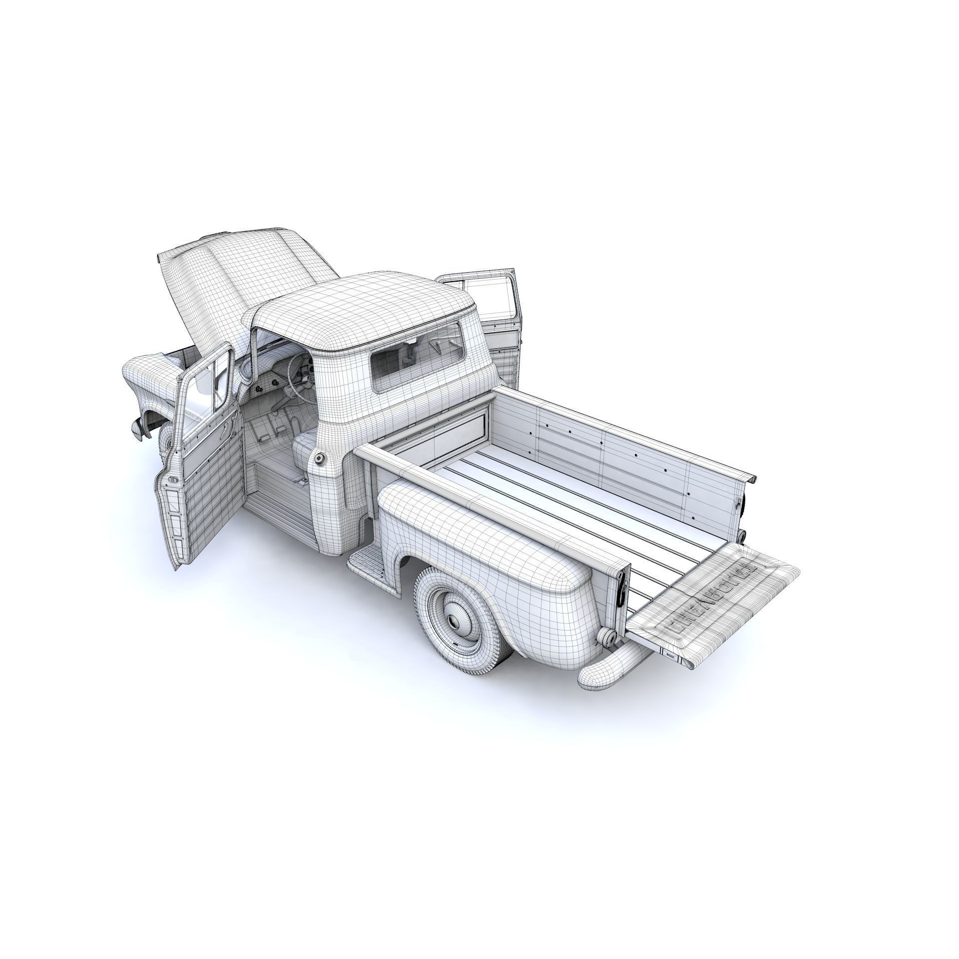 Chevy 3100 Steepside Pickup 1957 - Detailed 3D Model - View 20
