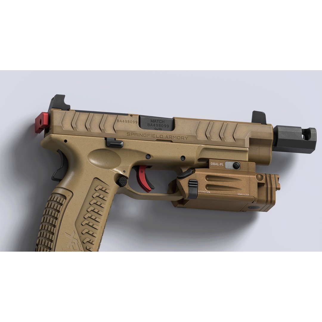 Springfield Armory XD M Elite Var 4 3D Model – Low Poly Game-Ready Asset, FBX - View 11