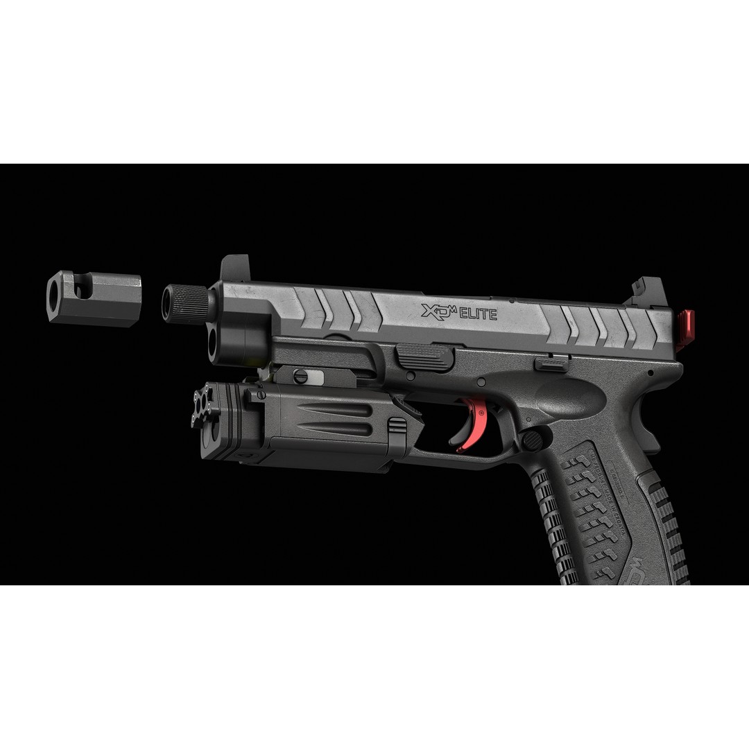 Springfield Armory XD M Elite Var 4 3D Model – Low Poly Game-Ready Asset, FBX - View 14